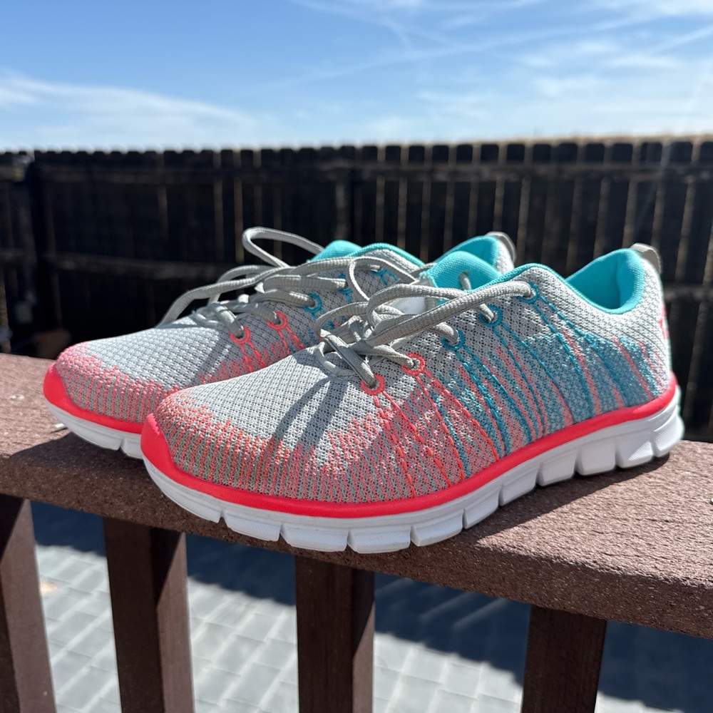New Gray, Blue, & Pink Athletic Shoes Lightweight Mesh